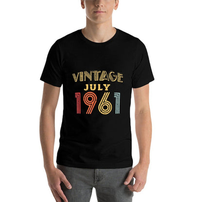 Vintage July 1961 Retro 60 Years Old 60th Birthday Gift  High-quality Stitching T-Shirt