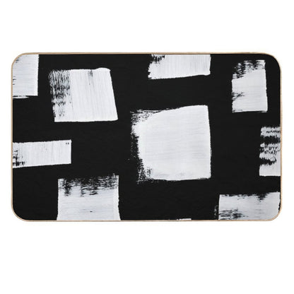 Marshmallows A Minimal Abstract Black And White Square Mudcloth Pattern by Alyssa Hamilton Art  Absorbent Bath Mat