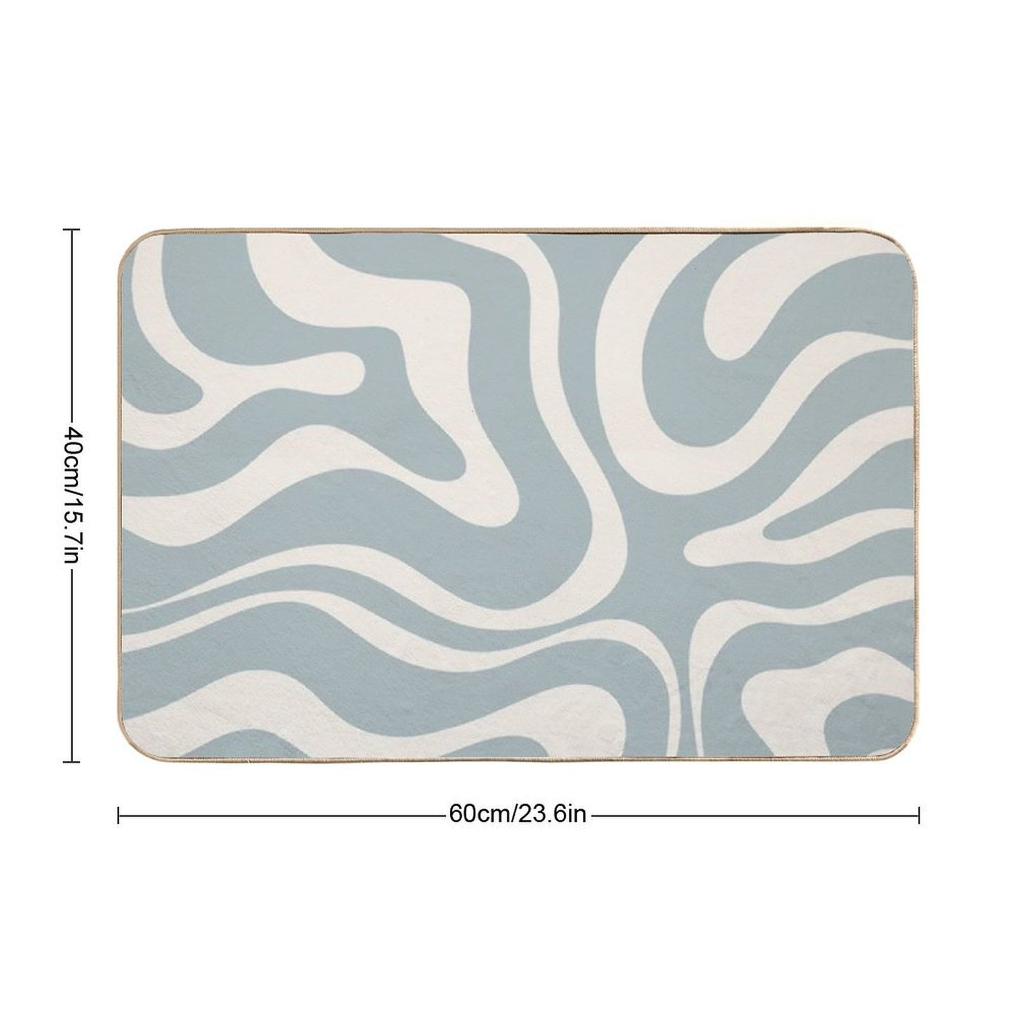 Liquid Swirl Abstract Pattern in Cream And Light Blue-Grey  Anti-Trip Bath Mat