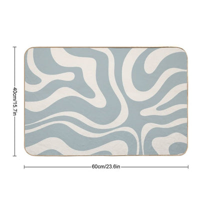 Liquid Swirl Abstract Pattern in Cream And Light Blue-Grey  Anti-Trip Bath Mat