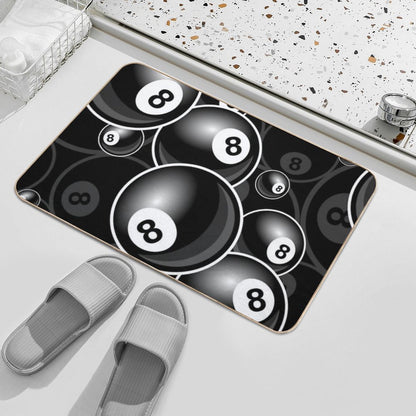 Billiards Black 8 Ball 8-Ball Black And White  Easy Maintenance Bath Mat