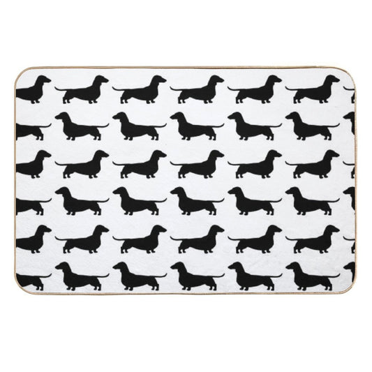 Dachshund Dog Silhouette(s)  Smooth Coated Wiener Dog  Fade-Resistant Bath Mat