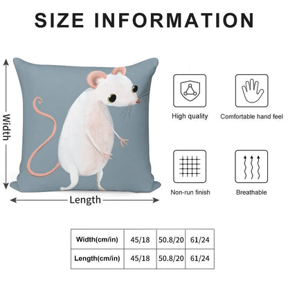 Cute Little White Mouse Soft Reinforced Edging Throw Pillow