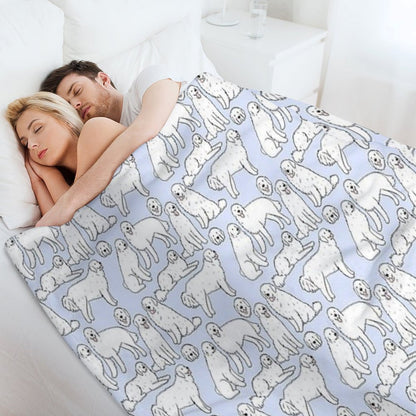 Great Pyrenees Cute Illustration Pattern Quick-dry Throw Blanket