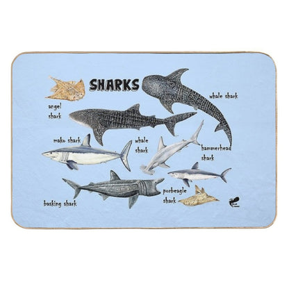 Sharks for Shark Lovers  Fade-Resistant Bath Mat
