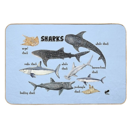 Sharks for Shark Lovers  Fade-Resistant Bath Mat