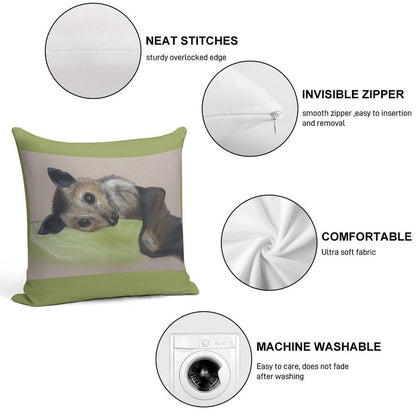 Batzilla - Safely Resting by Louise Saunders Soft Durable Construction Throw Pillow