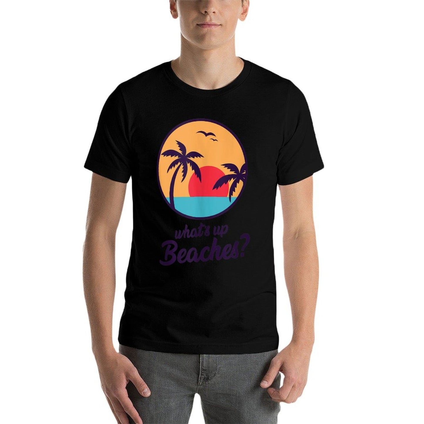 Whats Up Beaches Tank Funny Gift Beach Vacation  Heathered Texture T-Shirt