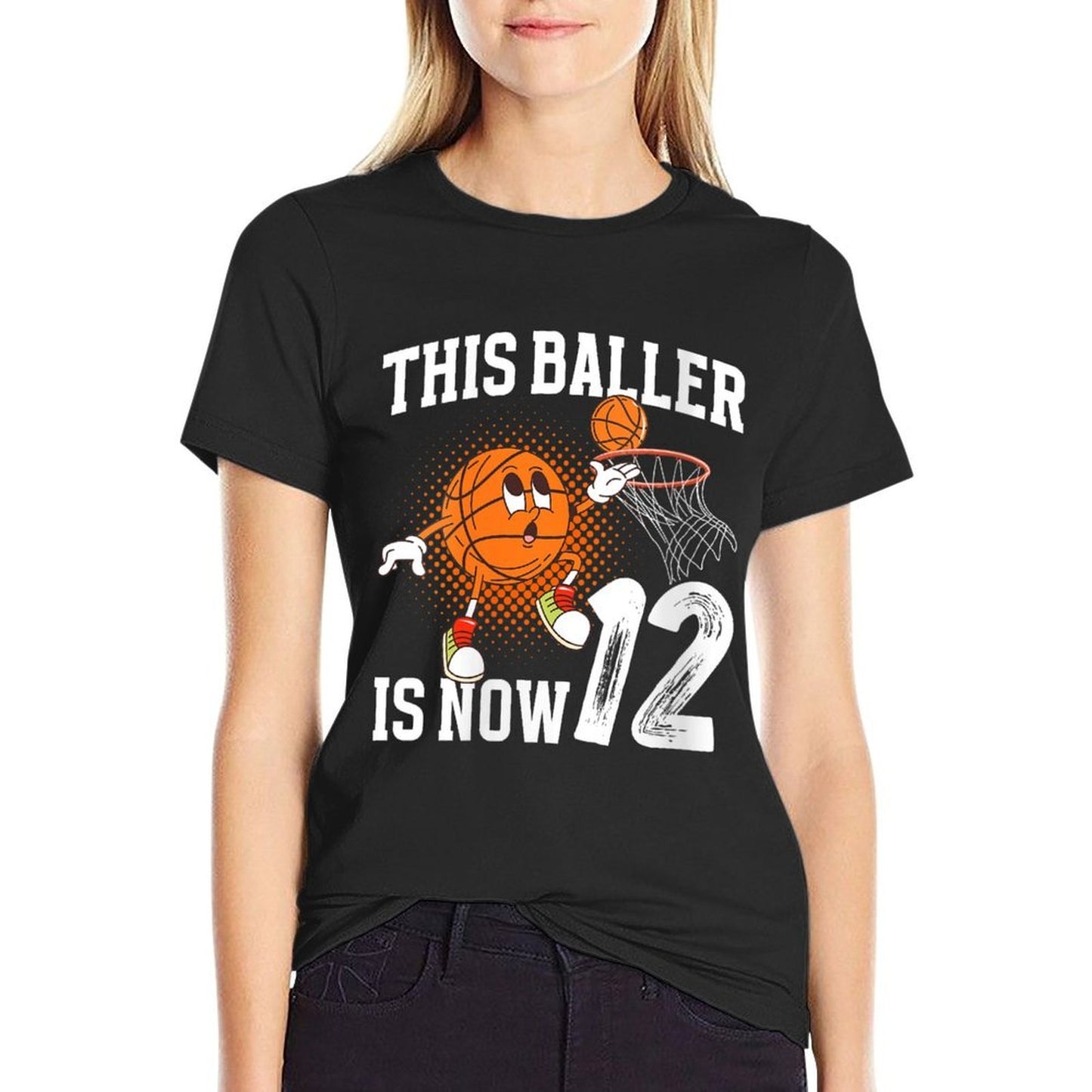 Womens 12th Basketball Birthday Twelve Year Old Basketball Player  Eco-friendly Material T-Shirt