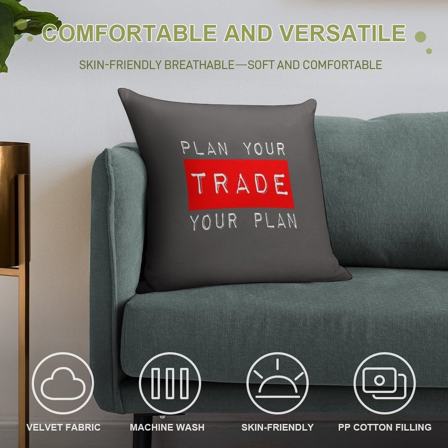 Plan Your Trade Your Plan Soft Durable Construction Throw Pillow