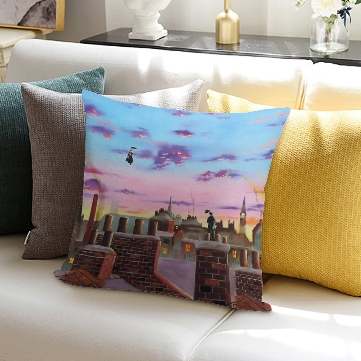 Mary Poppins And Bert Soft Decorative Cover Throw Pillow