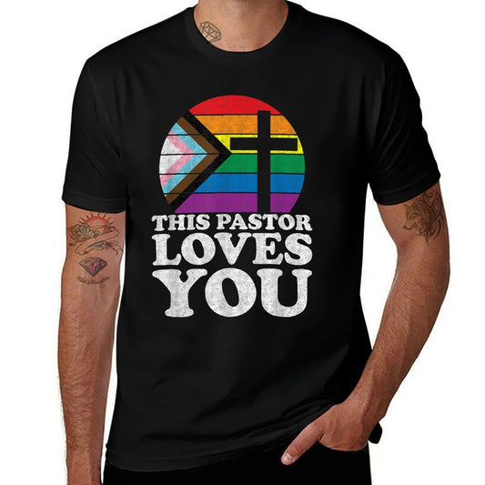 Christian Ally Inclusive Pride Clergy This Pastor Loves You  Stretchy T-Shirt