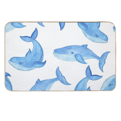 Blue Whales Pattern  Dirt-Trapping Bath Mat