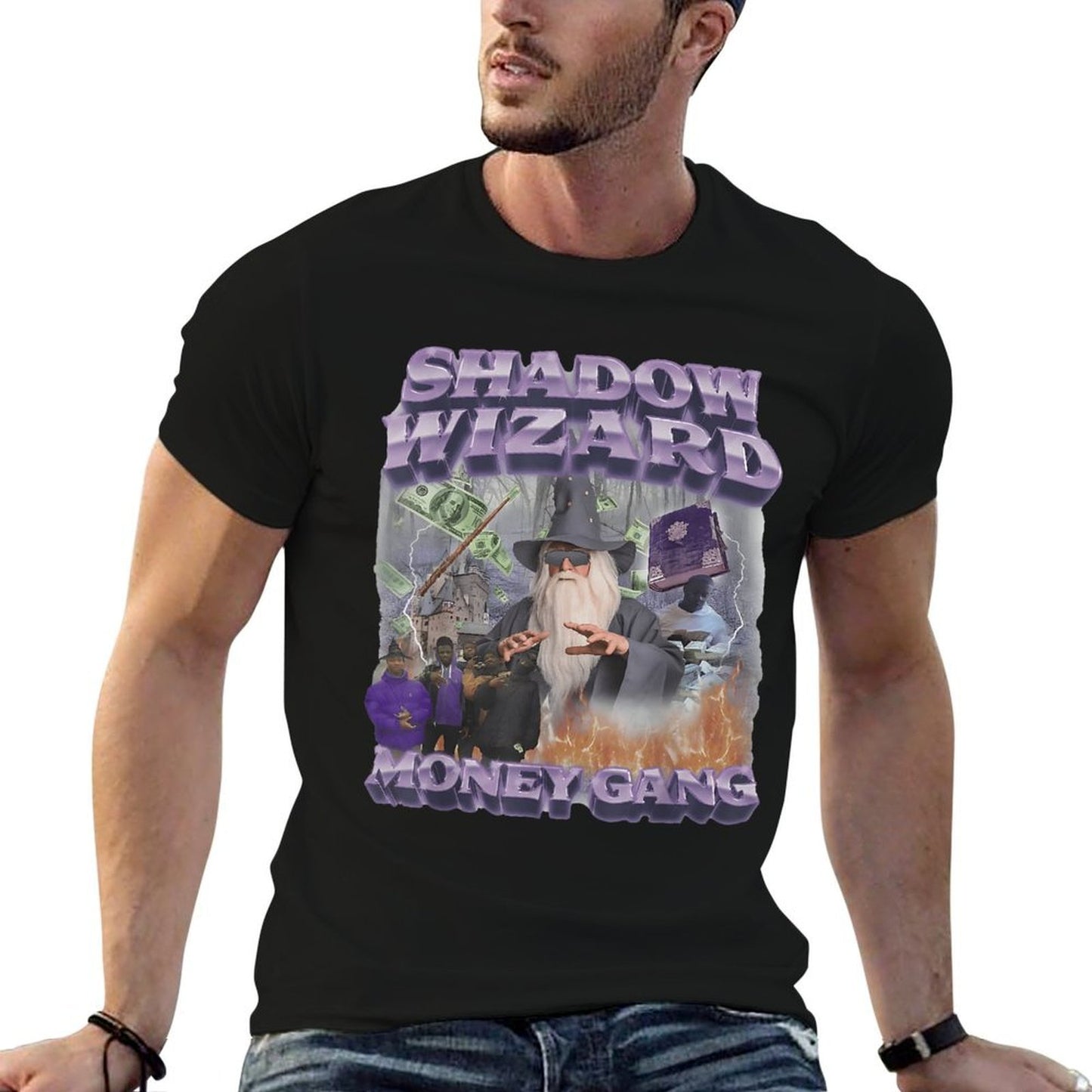 Shadow Wizard Money Gang Viral Meme Sarcastic Ironic Gen Z  Heathered Texture T-Shirt