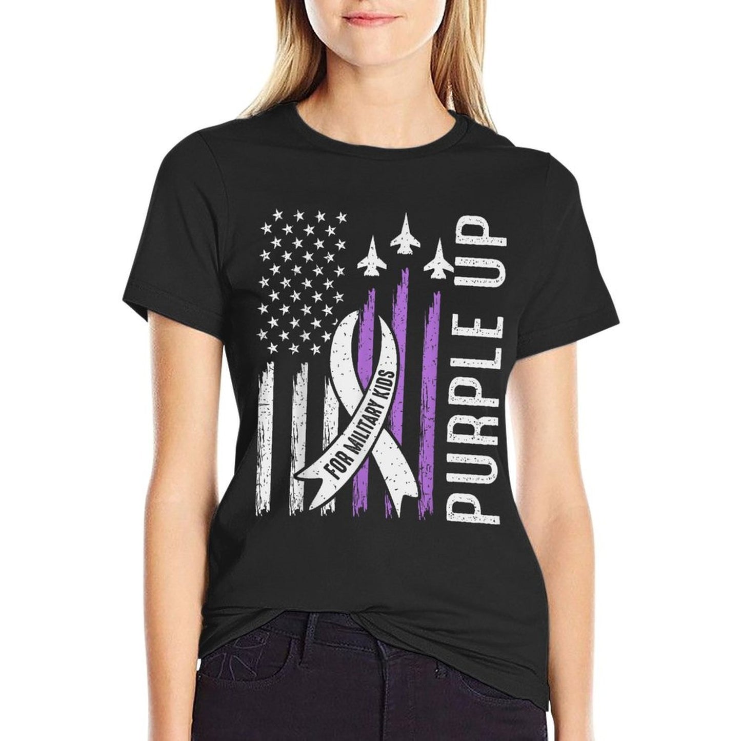 Purple Up for Military Kids Month Child Force Flag US Boys  Lightweight T-Shirt