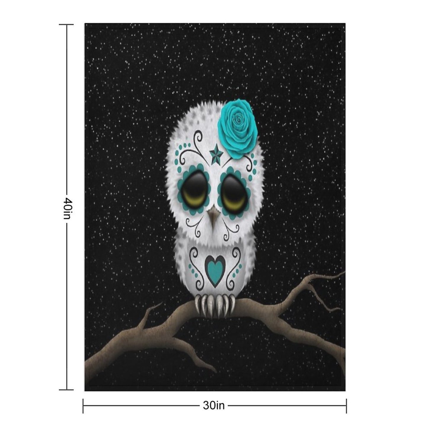Cute Teal Blue Day of The Dead Sugar Skull Owl Compact Throw Blanket