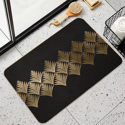 Reims, France Luxueux Black And Gold Hues Art Deco  Stain-Proof Bath Mat