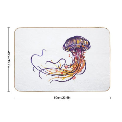 Jellyfish Watercolor  Rapid-Drying Bath Mat