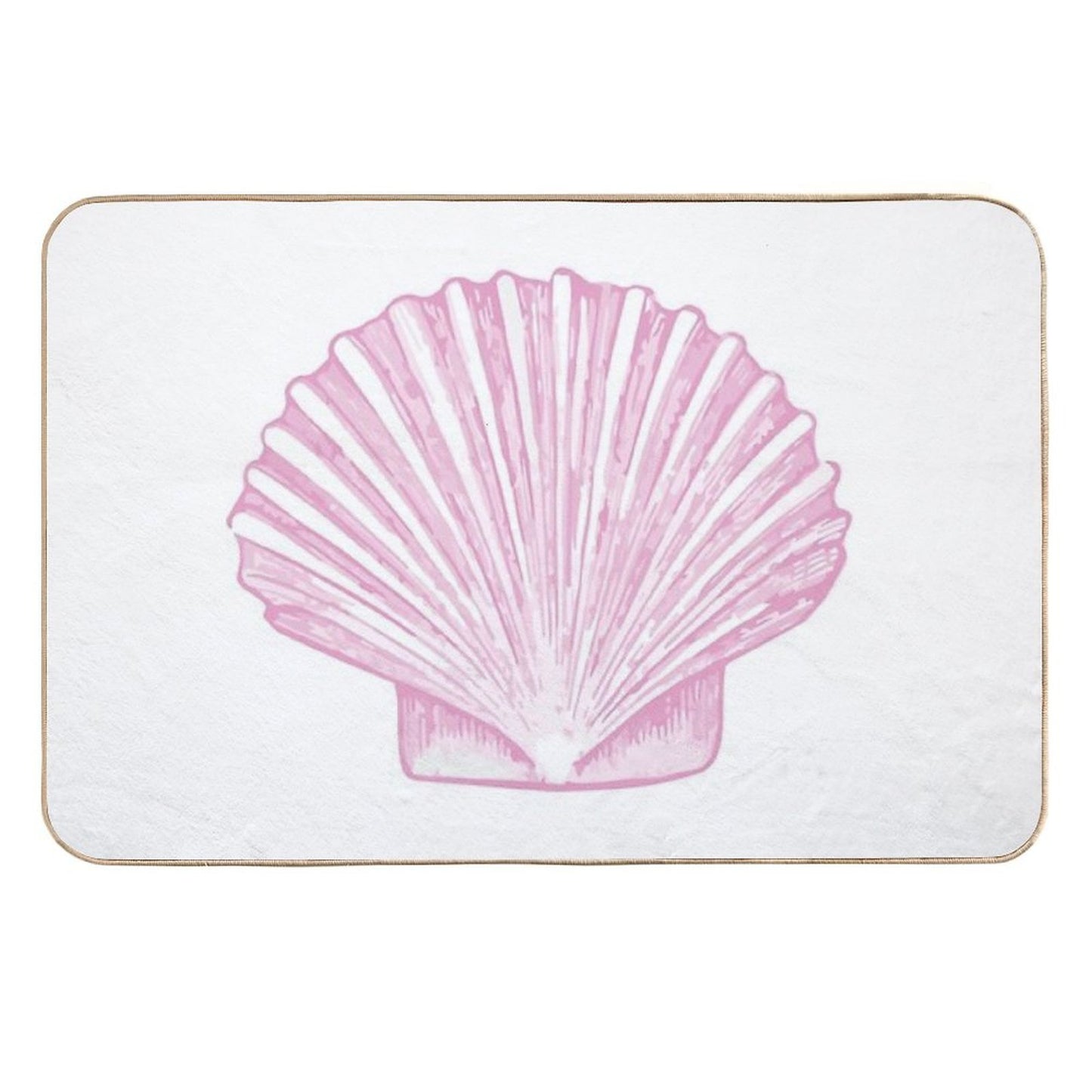 Pink Sea Scallop Shell Sketch  Toxin-Free Bath Mat
