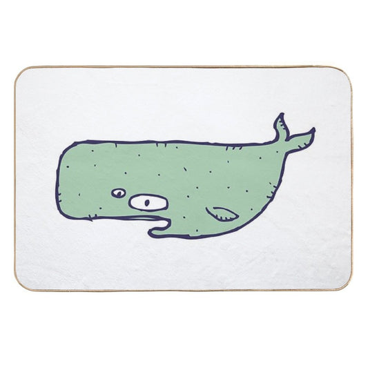 Cute Sketchy Cartoon Blue Whale  Odorless Bath Mat