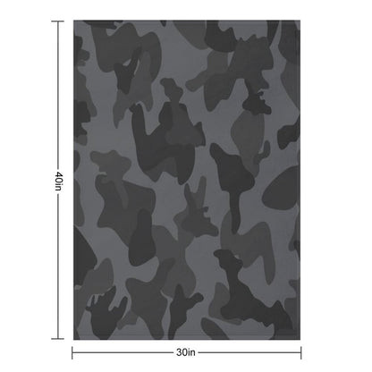 Camouflage Black Grey Night Camo Easy Care Throw Blanket