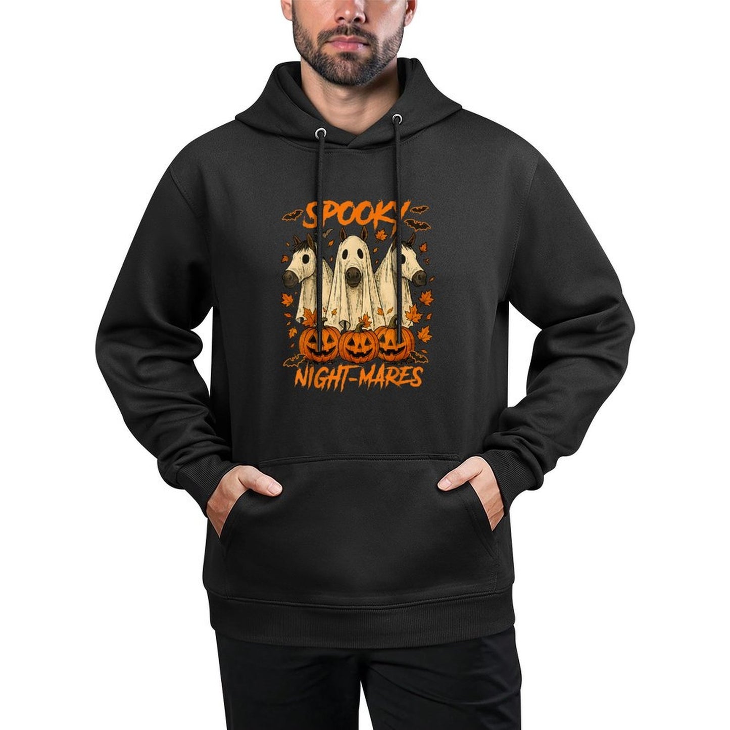 Halloween Vibes Horse Lover Boo Ghost Spooky Night-mares Unisex Design Hoodie