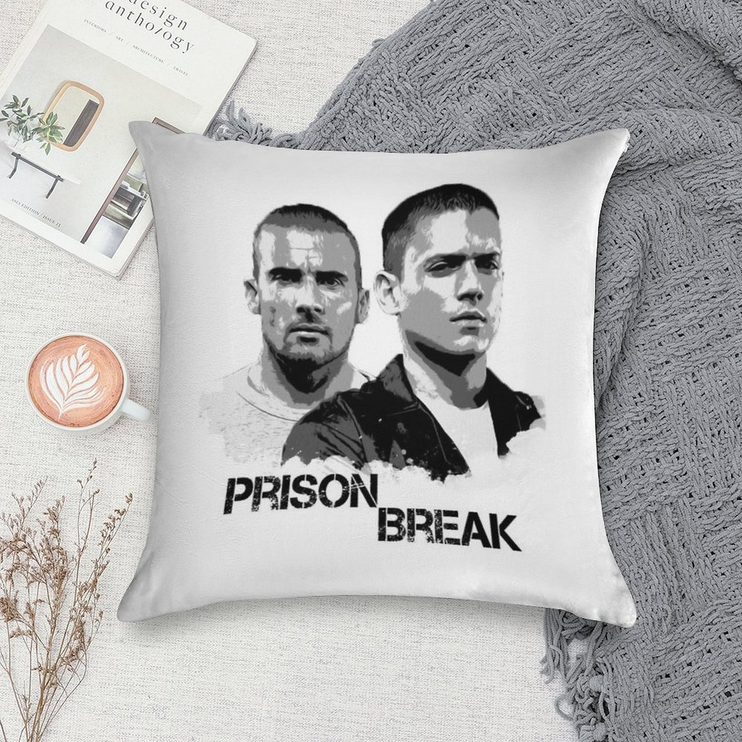 Prison Break Illustration Soft Luxury Feel Throw Pillow