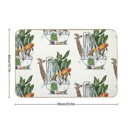 Giraffe in The Bath, Funny Animal Safari Bathroom Joke  Versatile Bath Mat