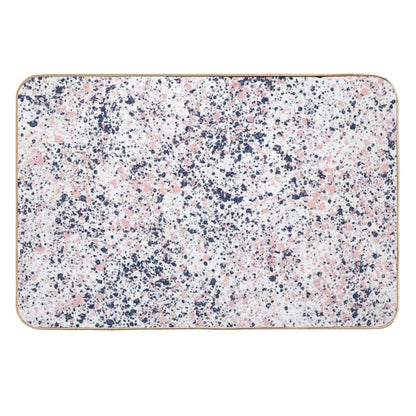 Navy Blue And Blush Pink Ink Spatter on White  Fade-Resistant Bath Mat