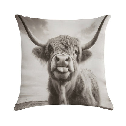 Cheeky Highland Cow Soft Warmth Comfort Throw Pillow