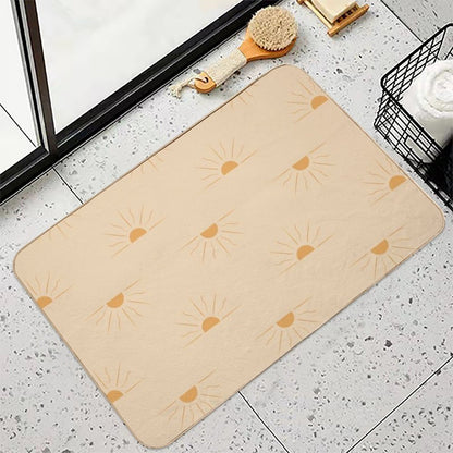 Yellow Suns on Cream  Rapid-Drying Bath Mat