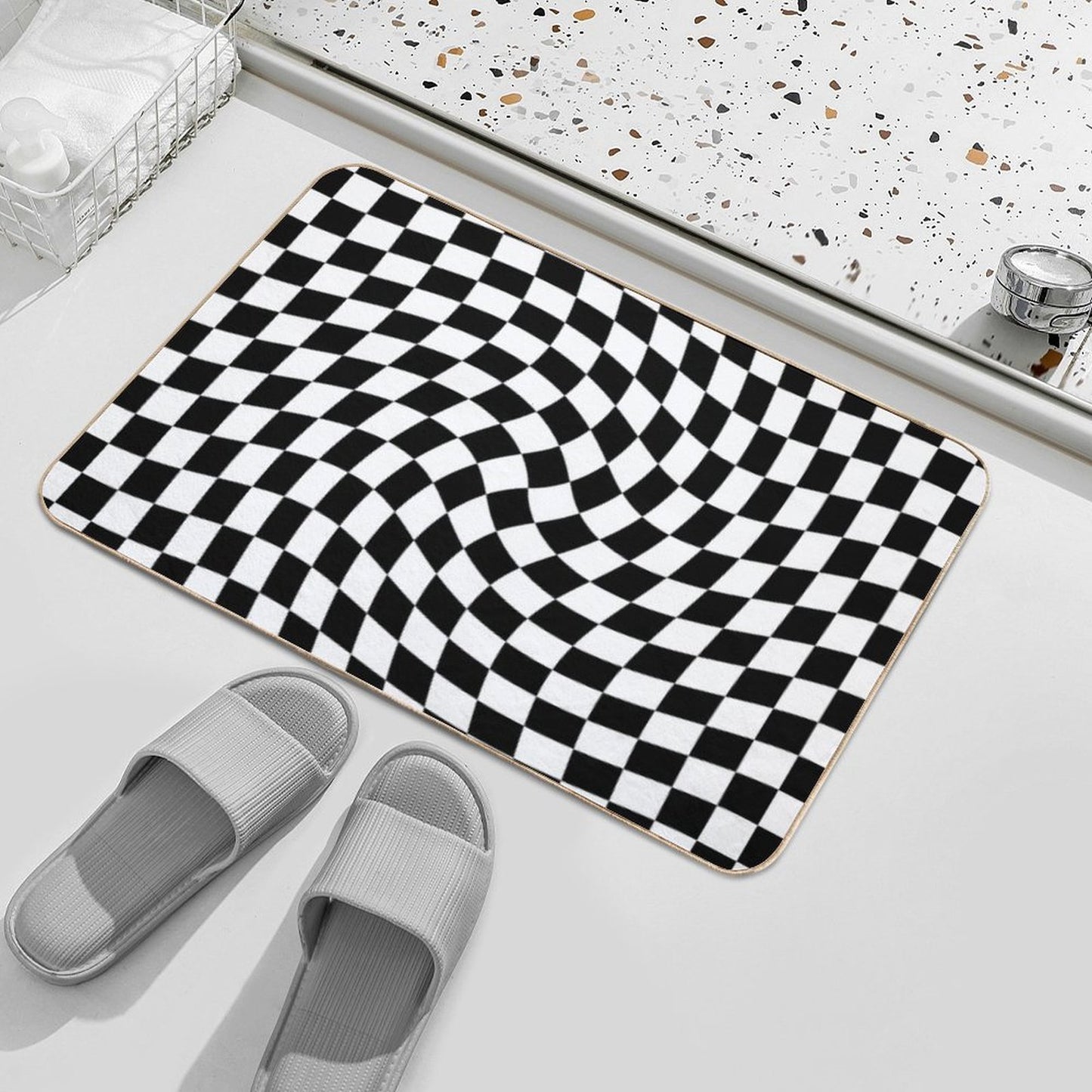 Check VIII - Black Twist  Toxin-Free Bath Mat