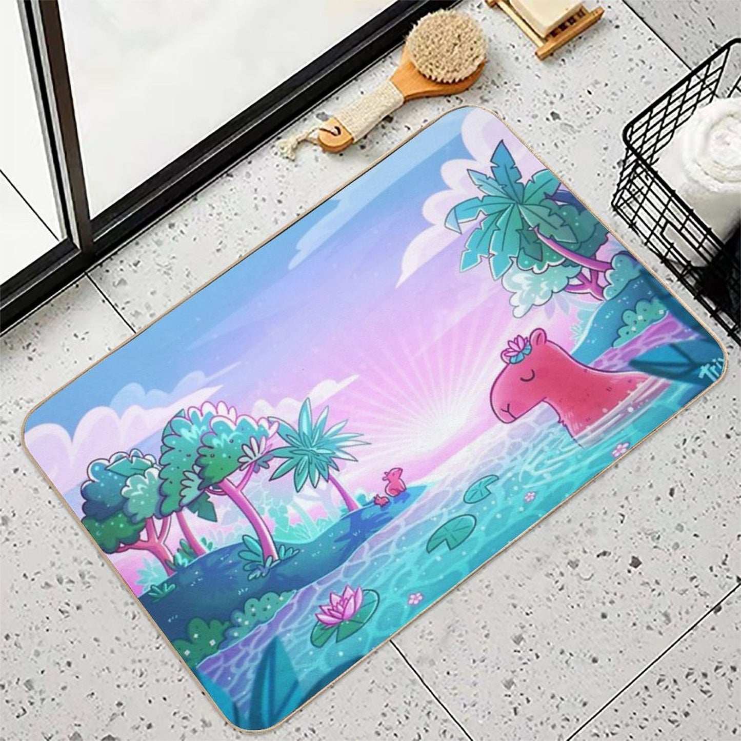 Capybara Paradise  Rapid-Drying Bath Mat