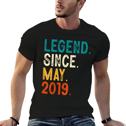 Kids 4 Year Old Legend Since May 2019 4th Birthday  Cotton T-Shirt