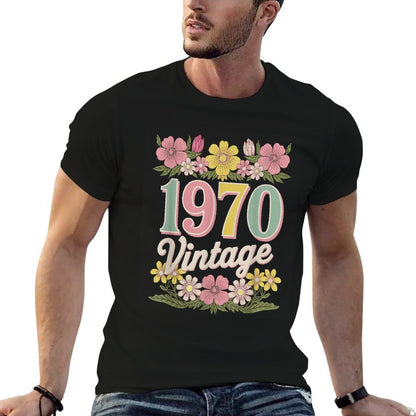 Vintage 1970 Retro Born Flowers Birthday Daughter Women  Odor-resistant T-Shirt