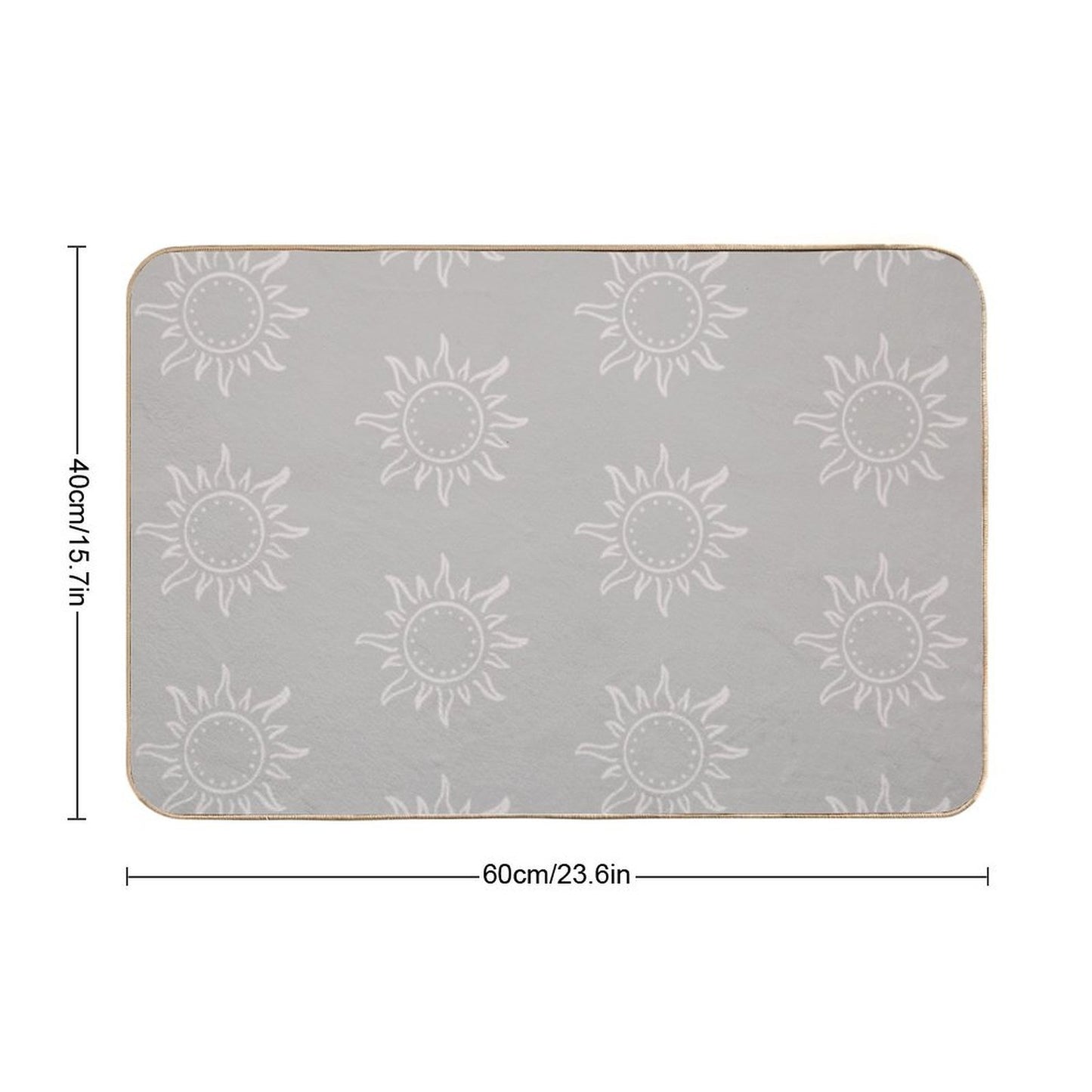 Cute Boho Sun Pattern Bohemian Aesthetic In Muted Colors Taupe  Slip-Resistant Bath Mat