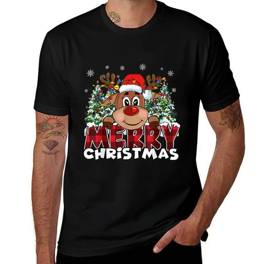 Funny Reindeer Xmas Men Women Family Merry Christmas  Moisture-wicking T-Shirt