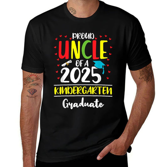 Funny Proud Uncle of A Class of 2025 Kindergarten Graduate  Polyester Blend T-Shirt