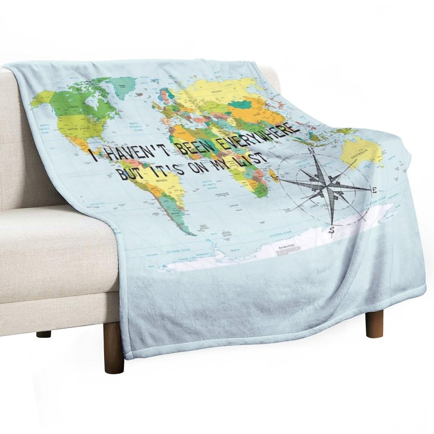 I Haven't Been Everywhere But It's on My List - Travel Quote Velvety-soft Throw Blanket