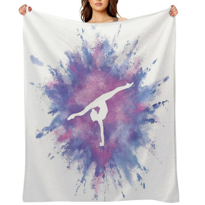 Gymnast Rainbow Explosion Pink Blue Plush Throw Blanket