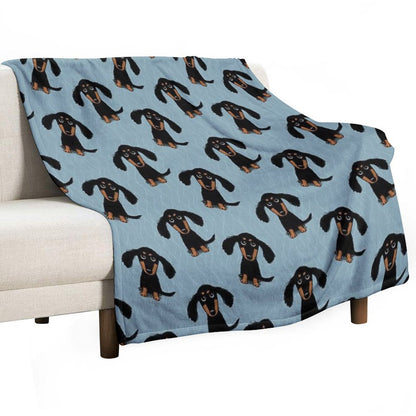Longhaired Dachshund Black And Tan Puppy Dog Wrinkle-free Throw Blanket