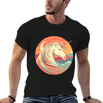 Majestic Sunset Unicorn Art Mystical Creature Fantasy  Trendy Pattern T-Shirt