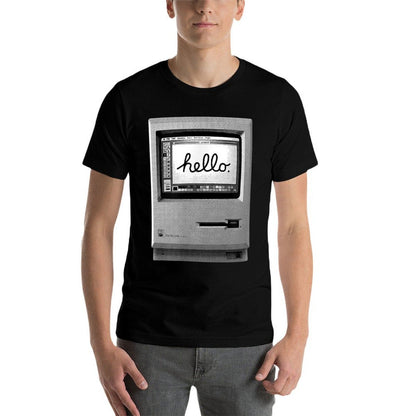 Retro Computer, Small, Black  Summer-ready Fabric T-Shirt
