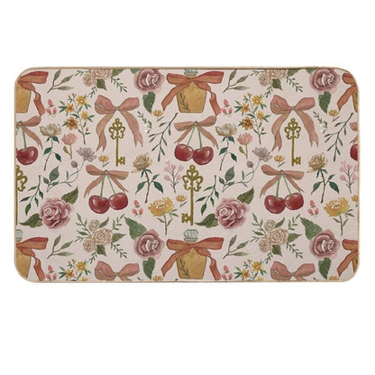 Bows, Flowers And Cherries Pattern  Multi-Purpose Bath Mat