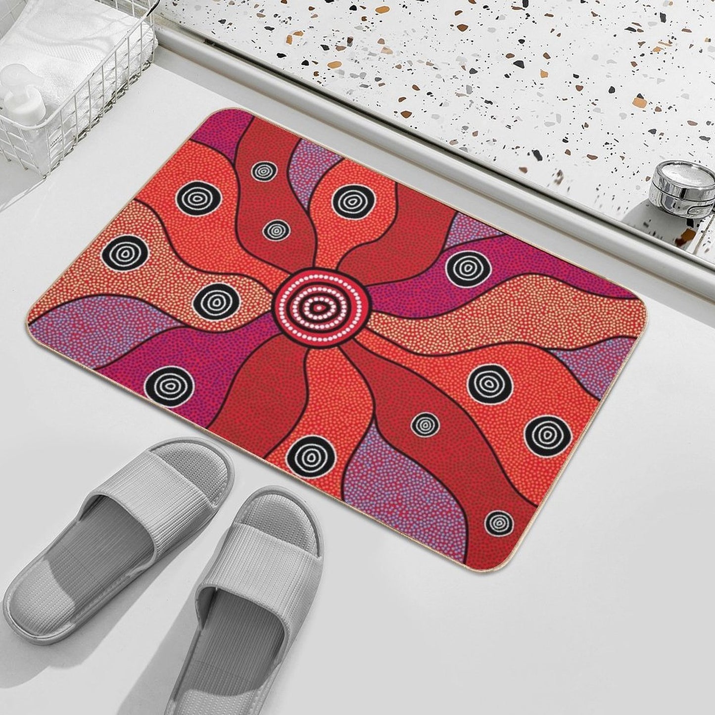 Authentic Aboriginal Art - Central Lands  Rapid-Drying Bath Mat