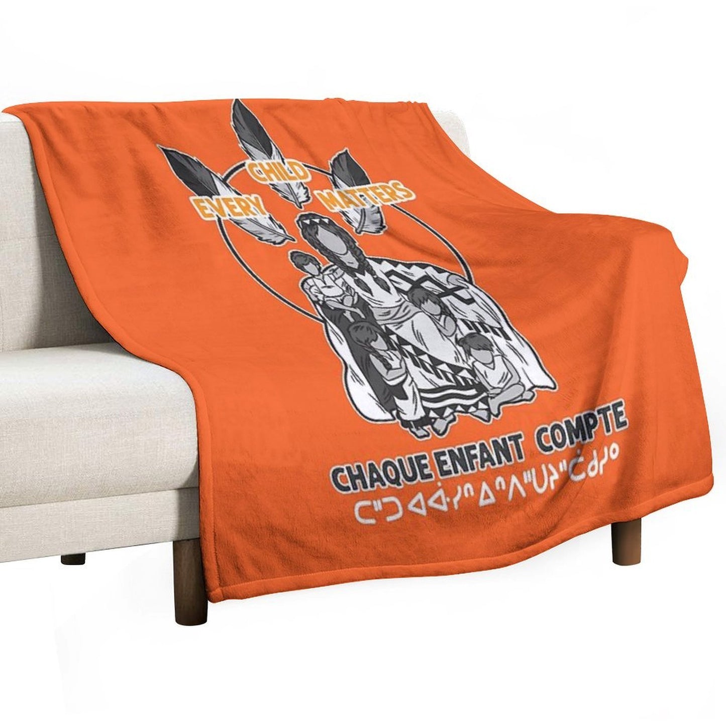 Chaque Enfant Compte Every Child Matters Orange Machine-washable Throw Blanket