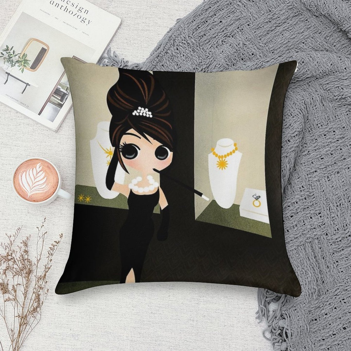 Breakfast at Tiffany's Soft Hidden Zipper Throw Pillow
