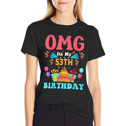 53 Year Old Birthday Party Gift Omg Happy 53th Birthday  Polyester Blend T-Shirt