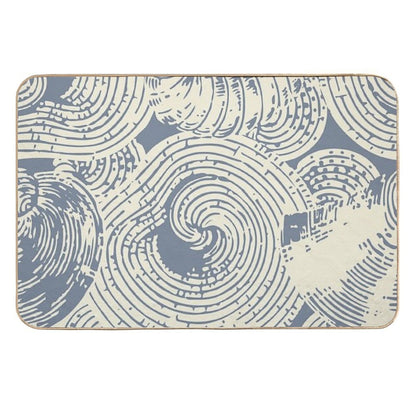 Shells And Swirls, Cool Gray And Cream  Repositionable Bath Mat
