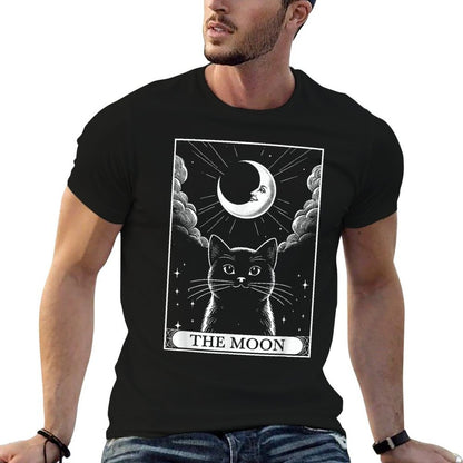 Tarot Card Vintage Crescent Moon Black Cat Mom Cat Lovers  Versatile T-Shirt